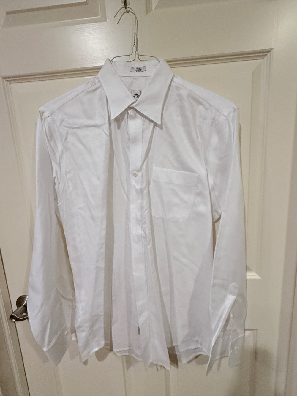 Peter Millar White Long-Sleeve Dress Shirt with Chest Pocket